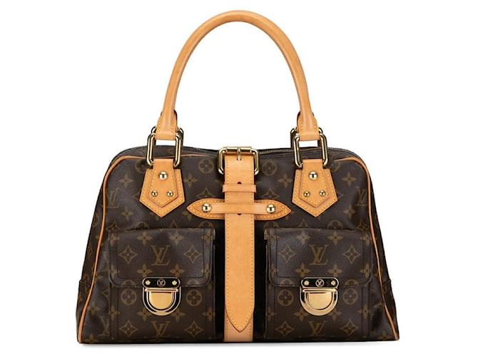 Borsa a mano Louis Vuitton Monogram Manhattan GM M40025 in pelle PVC marrone in ottime condizioni