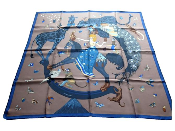 sciarpa Hermès nuova "Hermès story" con scatola Grigio