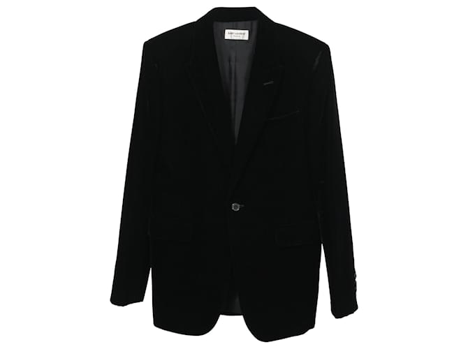 Blazer Saint Laurent con revers a lancia in velluto nero