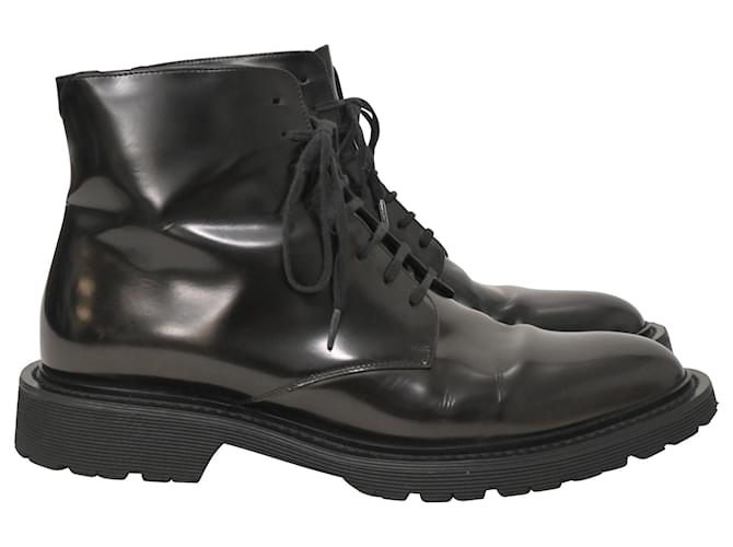 Stivali stringati Saint Laurent Army in pelle nera Nero