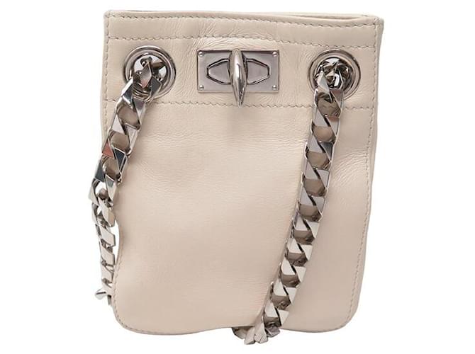 NUOVA MINI GIVENCHY SHARK LOCK POUCH 12E4004039272 POCHETTE CON TRACOLLA IN PELLE Crudo