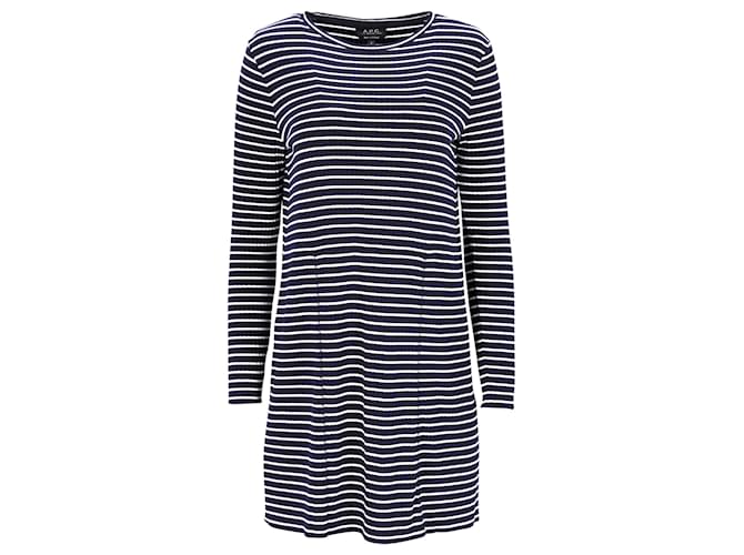 Apc A.P.C. Miniabito a righe in viscosa blu navy