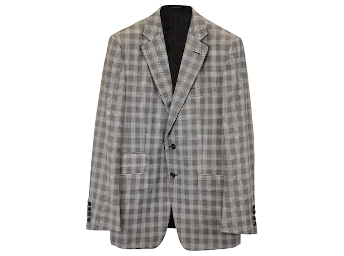 Blazer monopetto a quadri Tom Ford in lana grigia Grigio