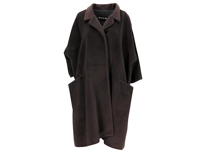 Cappotto medio Rochas in lana d'angora marrone