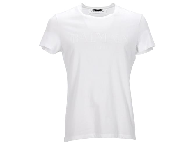 T-shirt girocollo Balmain in cotone bianco Crudo