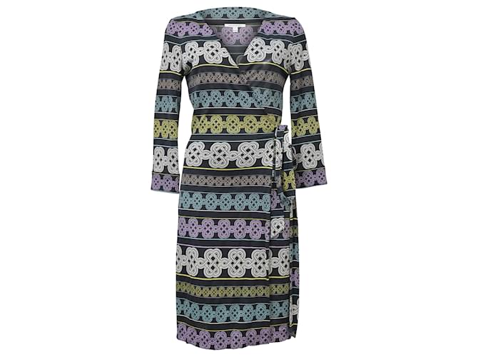 Abito a portafoglio con stampa nodi Diane Von Furstenberg in viscosa multicolor