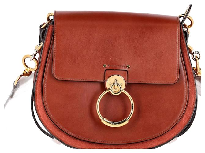 Borsa Small Tess Chloé in pelle e suede marrone Rosso