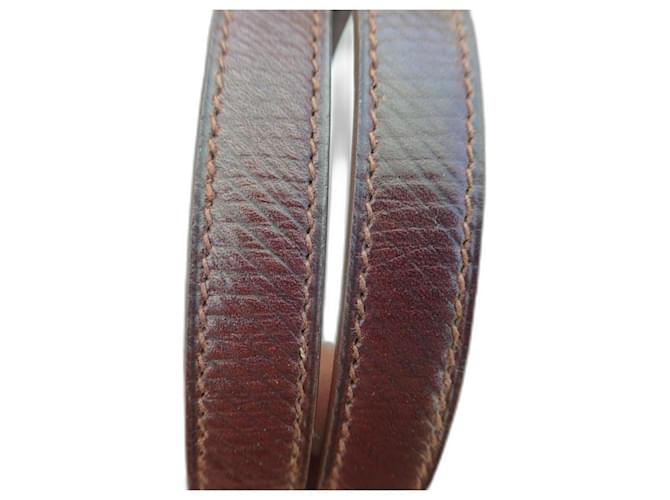 Tracolla Hermès per borsa Hermès Kelly in pelle Barénia, nuova, mai usata. Marrone