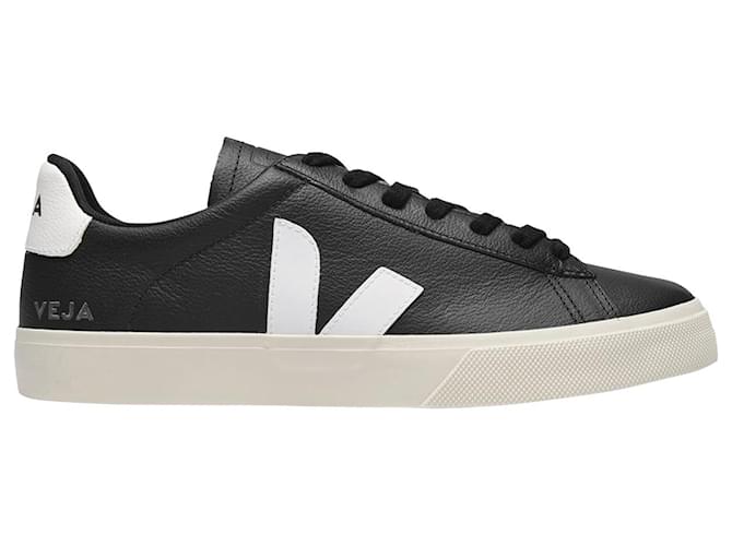 Veja Sneakers Campo in pelle cromata nera e bianca Nero