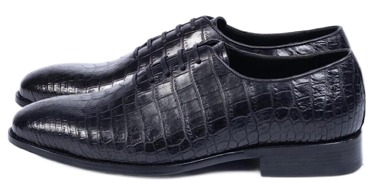 Autre Marque Scarpe Oxford di lusso in pelle di coccodrillo taglia 44 Nero
