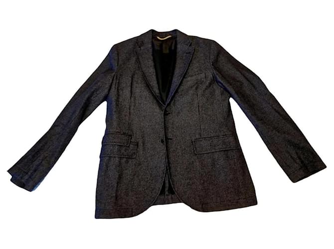 Blazer Hugo Boss blu mélange, stile rilassato, mai indossato