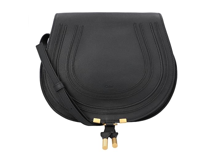 Borsa Chloé Marcie Medium Saddle Nera Nero