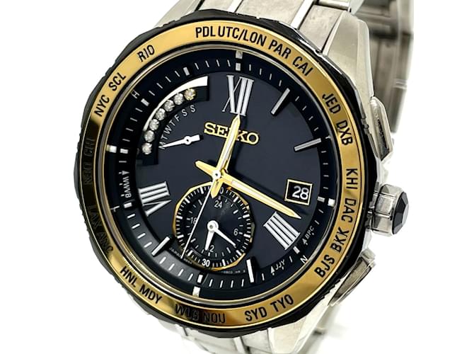 Orologio da polso al quarzo solare Seiko 8B54-OBGO/SAGA186 con data Nero