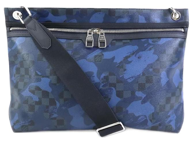 Borsa a spalla camouflage Damier Cobalt Louis Vuitton Blu