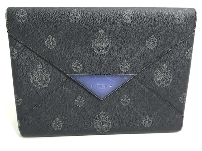 Clutch in pelle nera Berluti Nero