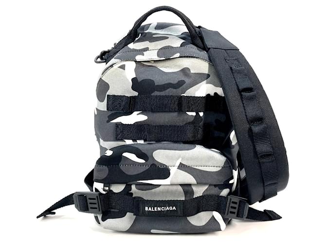 Zaino camouflage grigio Balenciaga Marrone