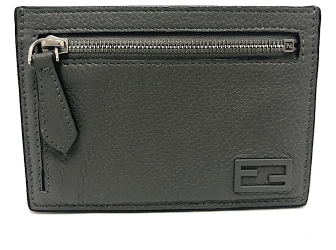 Portafoglio in pelle grigia Fendi Marrone