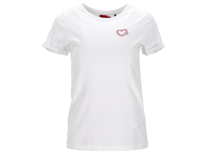 Hugo Boss T-shirt Hugo Heart Logo in cotone bianco