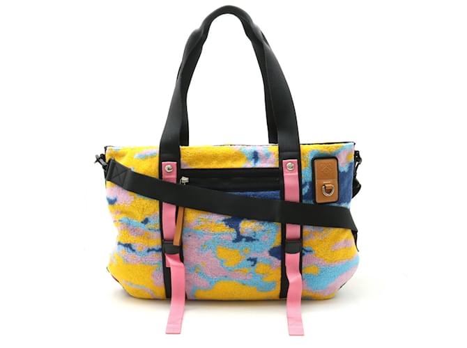 Borsa Tote in Pile Loewe Nero Multicolore