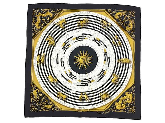 Sciarpa Costellazione Astrologia Hermès Nero Bianco Giallo