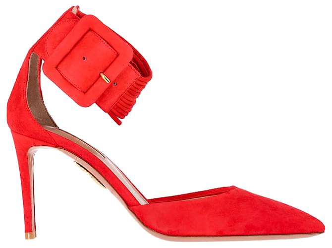 Pumps Aquazzura Casablanca in suede rosso