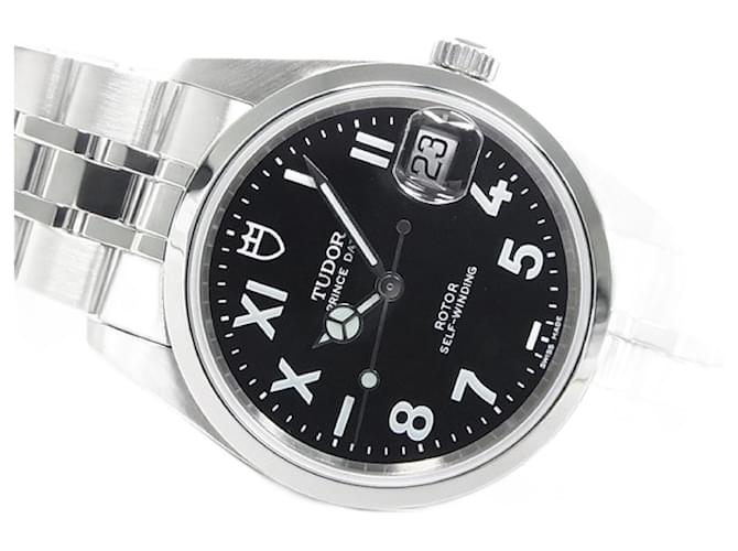 Autre Marque TUDOR Prince data nera Quadrante Unico 74000 Uomini Argento