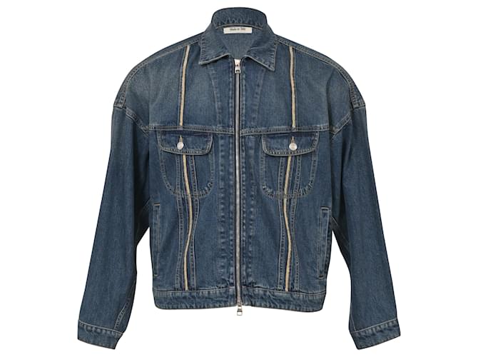 Giacca in denim con zip Alexander McQueen in denim blu