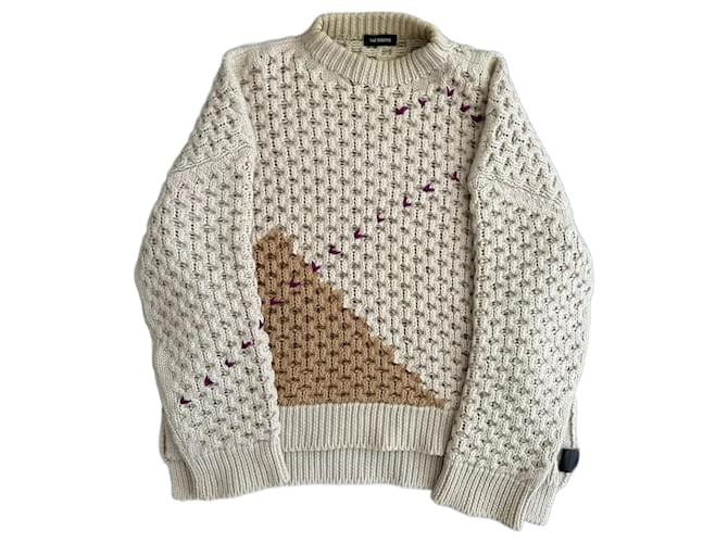 Maglione argyle Raf Simons autunno inverno 2018. Marrone Beige Viola scuro
