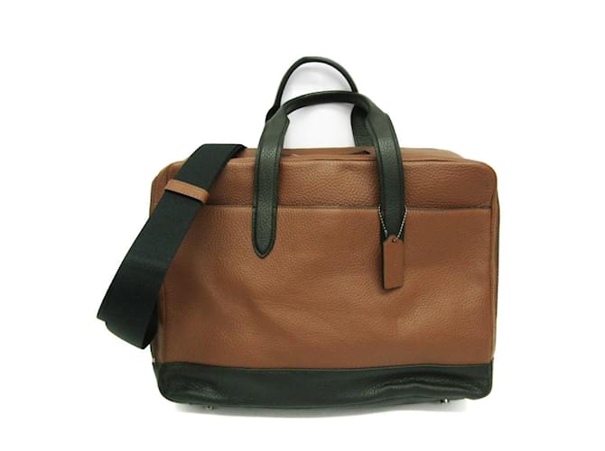 Borsa a doppia zip in pelle Pebble Coach Hamilton Marrone Nero