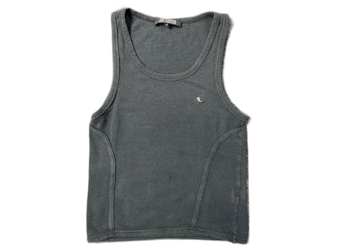 Canotta nera a nido d'ape Raf Simons Primavera Estate 2005. Nero