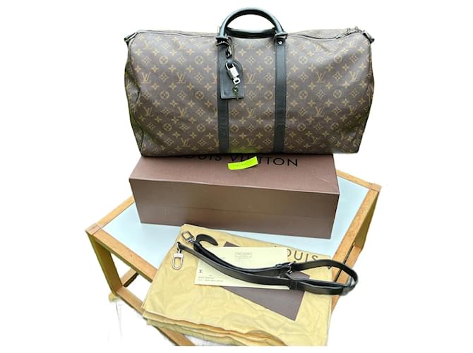 Abbesses Louis Vuitton Borsa Keepall Bandoulière 55 Macassar Marrone scuro