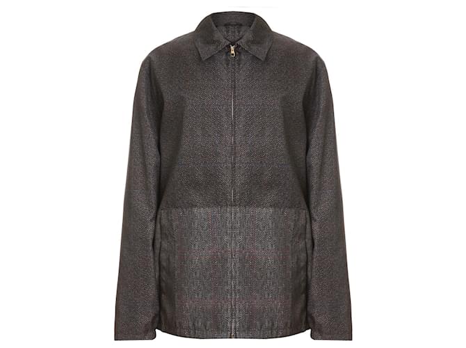 Alfred Dunhill Giacca a vento con motivo a spina di pesce Dunhill Blu Grigio antracite