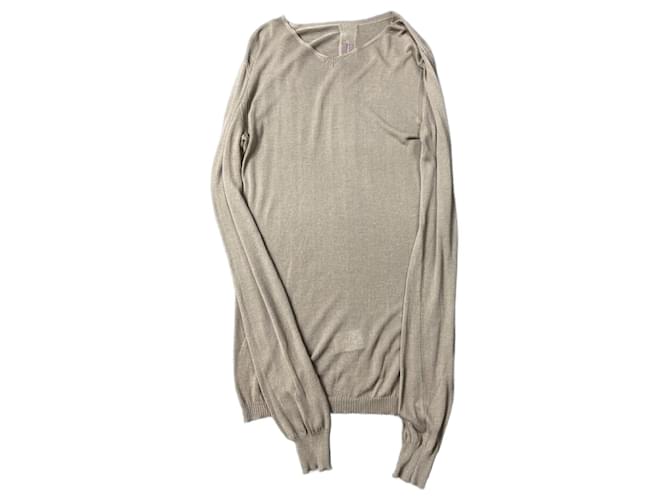 Rick Owens beige semitrasparente a maniche lunghe dell'autunno inverno 2013.