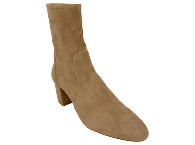 Stivaletti Yuliana 60 in suede stretch cashmere di Stuart Weitzman Beige