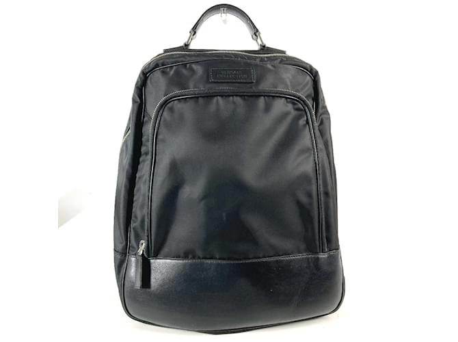 Zaino e borsa in nylon e pelle nera Versace Nero