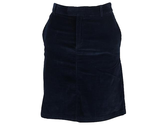 Apc Gonna A-Line Mini A.P.C. in velluto a coste blu navy