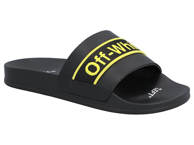 Infradito in pelle con logo Off White Nero