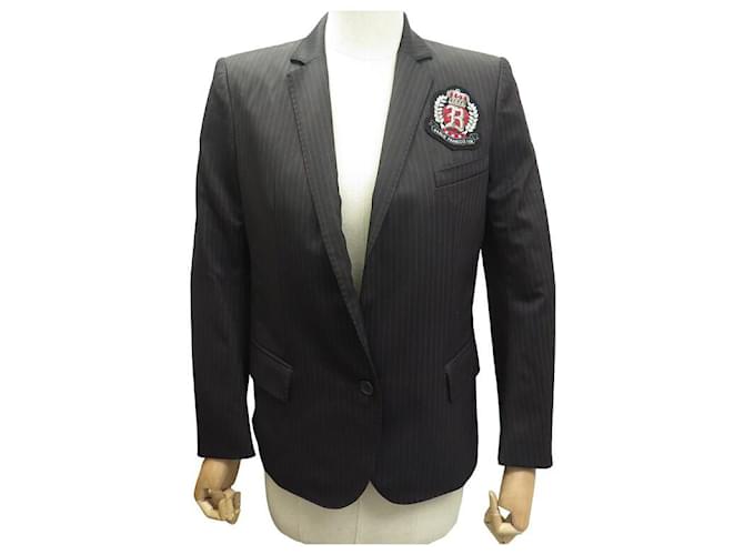 BLAZER BALMAIN PATCH IN LANA NERA M 38 GIACCA IN LANA NERA Nero