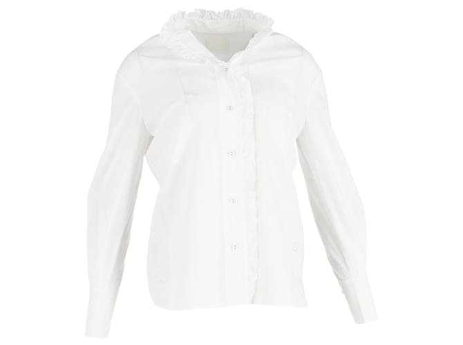 Camicia con bottoni Erdem con volant in cotone bianco Crudo