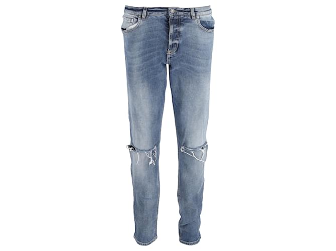 Jeans slim fit lavati e usurati in cotone azzurro chiaro Givenchy Blu Blu chiaro
