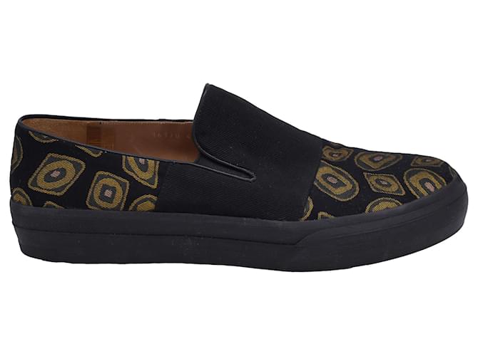 Sneakers Slip-On in Faille e Jacquard Dries Van Noten in Tela Nera Nero