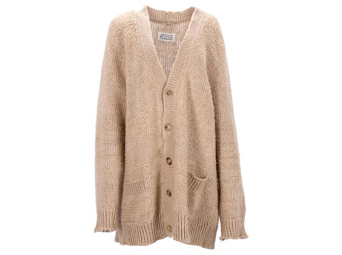 Maison Martin Margiela Cardigan in lino beige con scollo a V di Maison Margiela