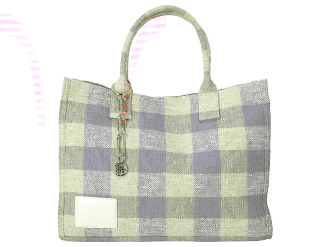 Borsa tote in bouclé-tweed a quadri applicato Sandro Paris in cotone rosa