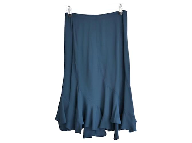 Gonna in crepe arricciata Yves Saint Laurent x Tom Ford Autunno 2003 Blu