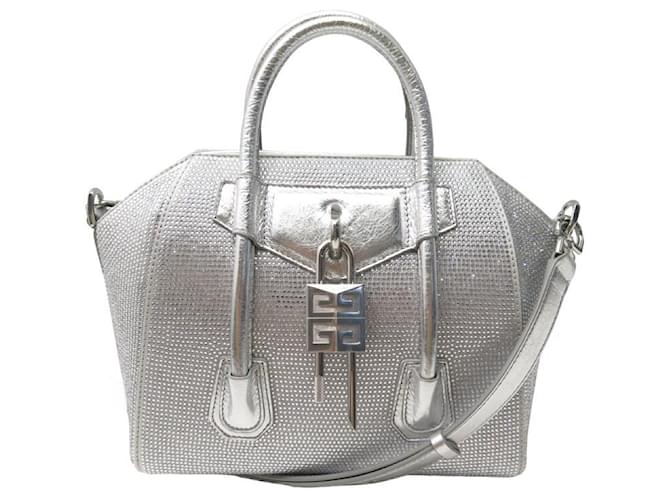 NOVE BORSA A MANO GIVENCHY ANTIGONA MINI SATIN STRASS BB50U0B1QC NUOVA Argento