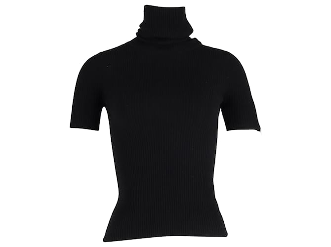 T-shirt a collo alto Alexander Wang in cotone nero