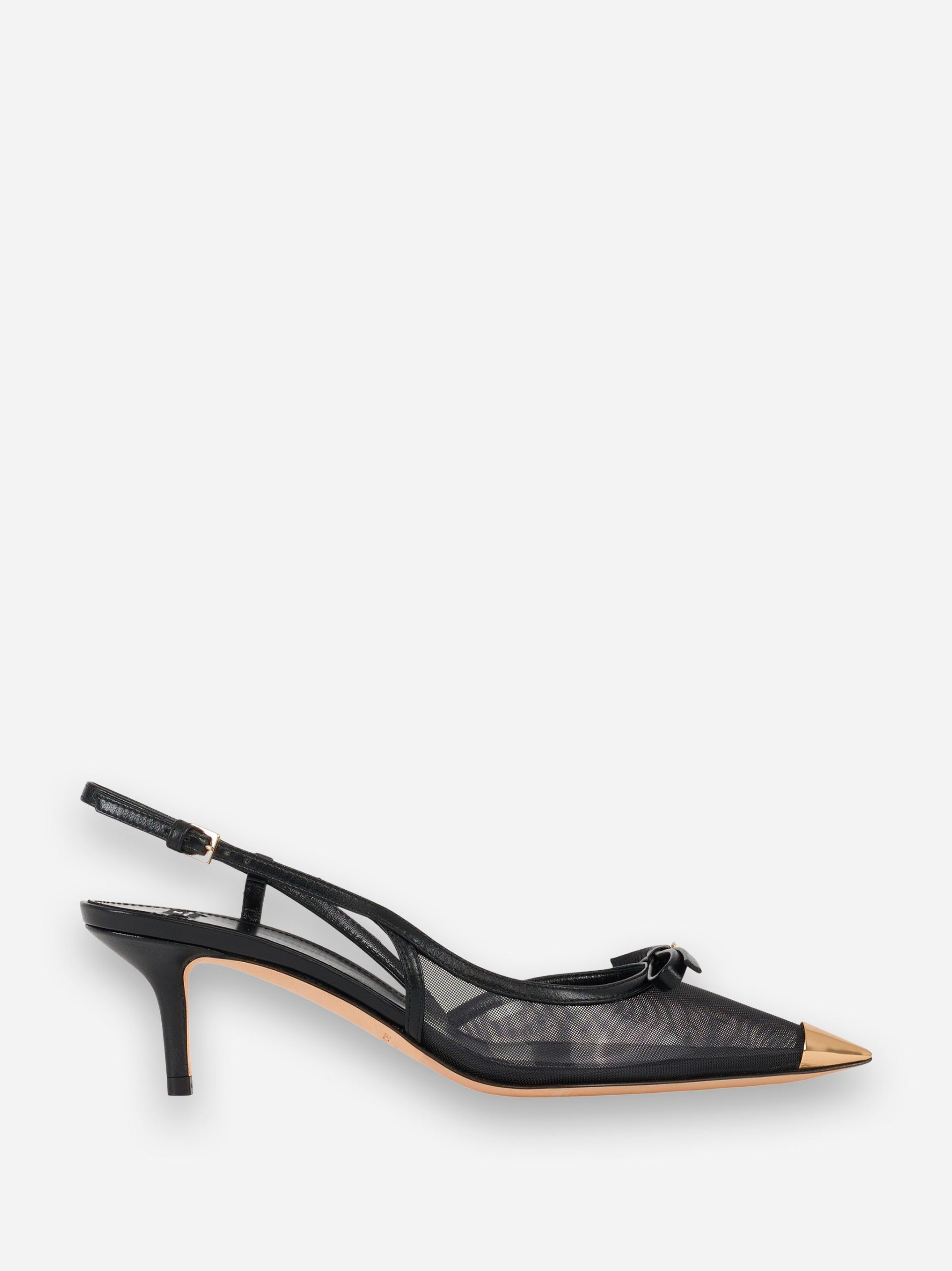 Slingback in nappa e rete Nero