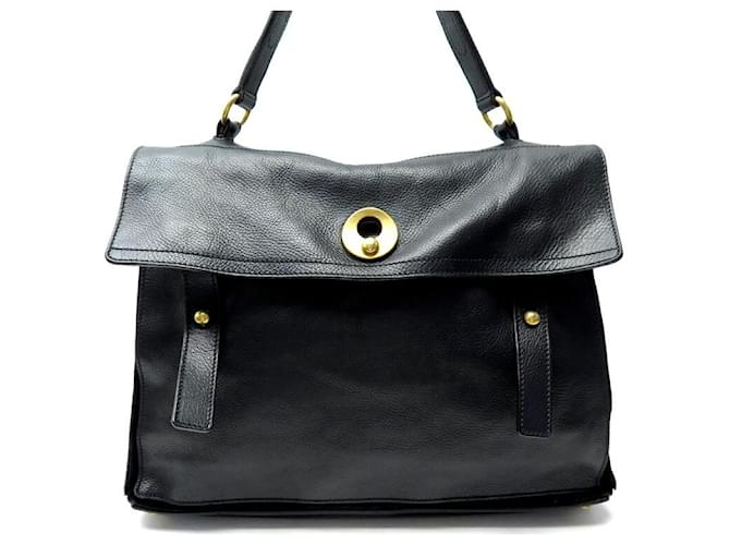 BORSA YVES SAINT LAURENT MUSE TWO GM 197148 PELLE GRANA NERA Nero