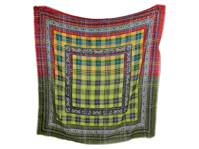 Yves Saint Laurent Maxi foulard in lana e seta YSL vintage 70s Rosso Multicolore