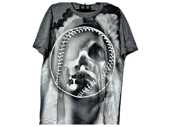 T-shirt con stampa teschio da baseball Authentic Givenchy 13 AW Riccardo Tisci Grigio